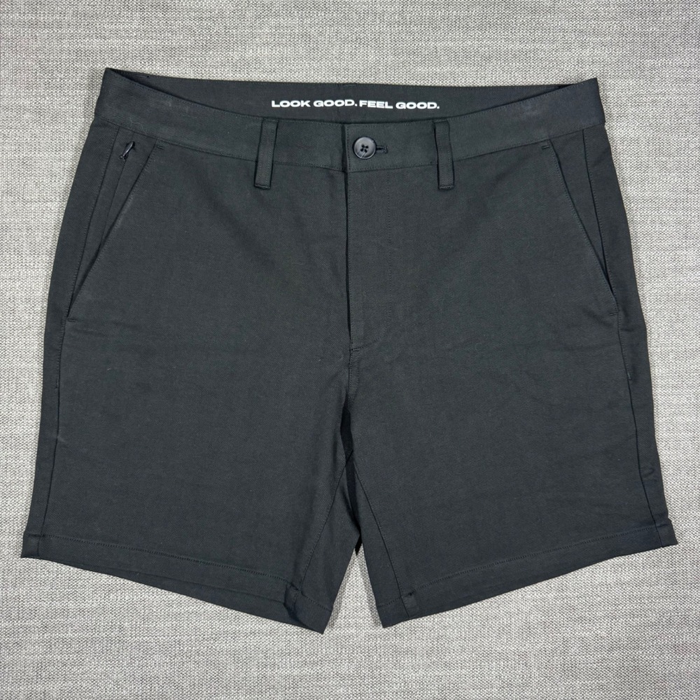 True Classic Mens 7" Classic Chino Shorts Black Stretch Cotton Size 33 Summer